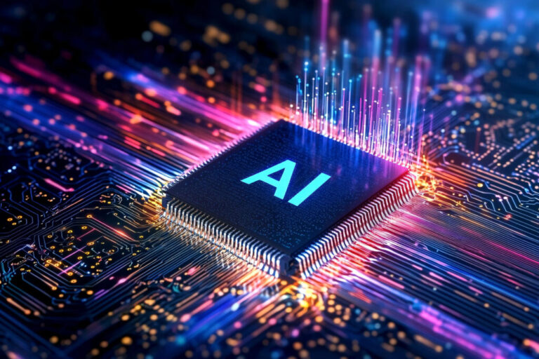 Duży napis AI na płytce komputerowej